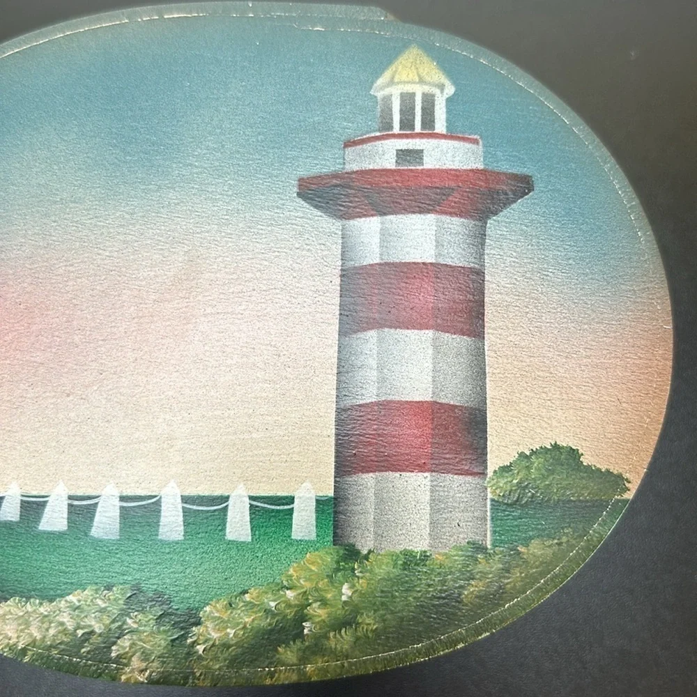 Artist Bellamy Jaubert Murphy Lighthouse Swan Water Scene‎ Bandbox Trinket Box